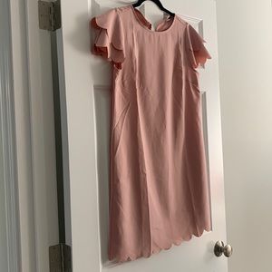 Pink scalloped short sleeve dress